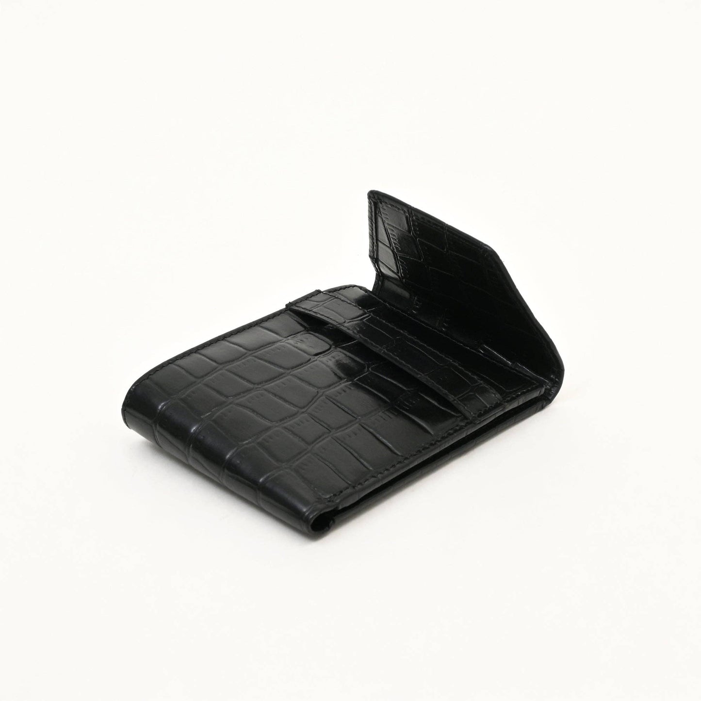 Luxury Black Croc Slim Wallet – Coin & Card Slots for Men