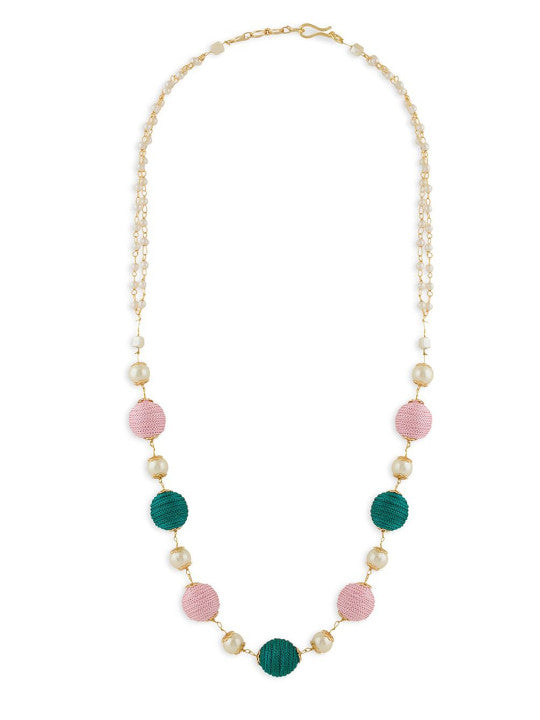 Pink and Green Beaded Neckalce – Pink Detail, S-Hook Closure