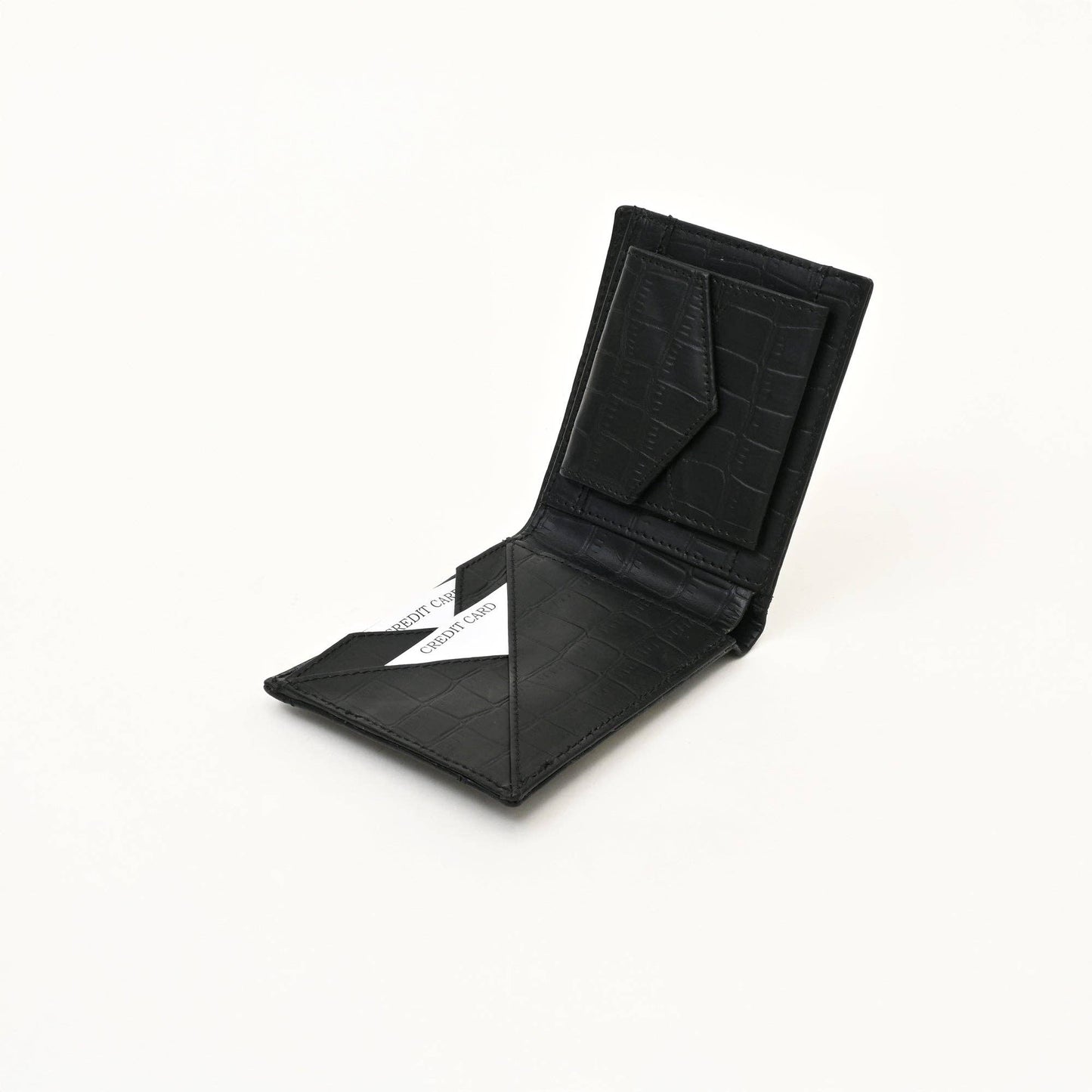 Black Leather Slim Full-Grain Men’s Wallet with Pockets
