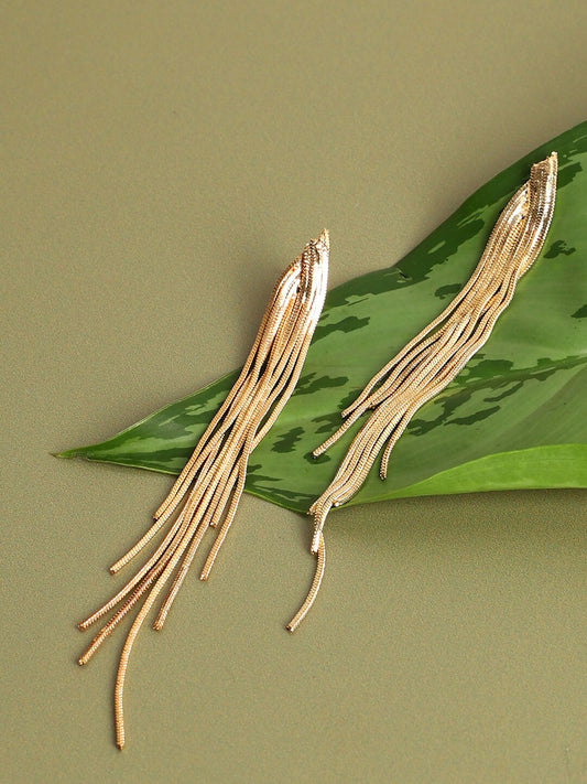 Contemporary Drop Earrings – Gold-Plated Finish – 5cm x 1cm