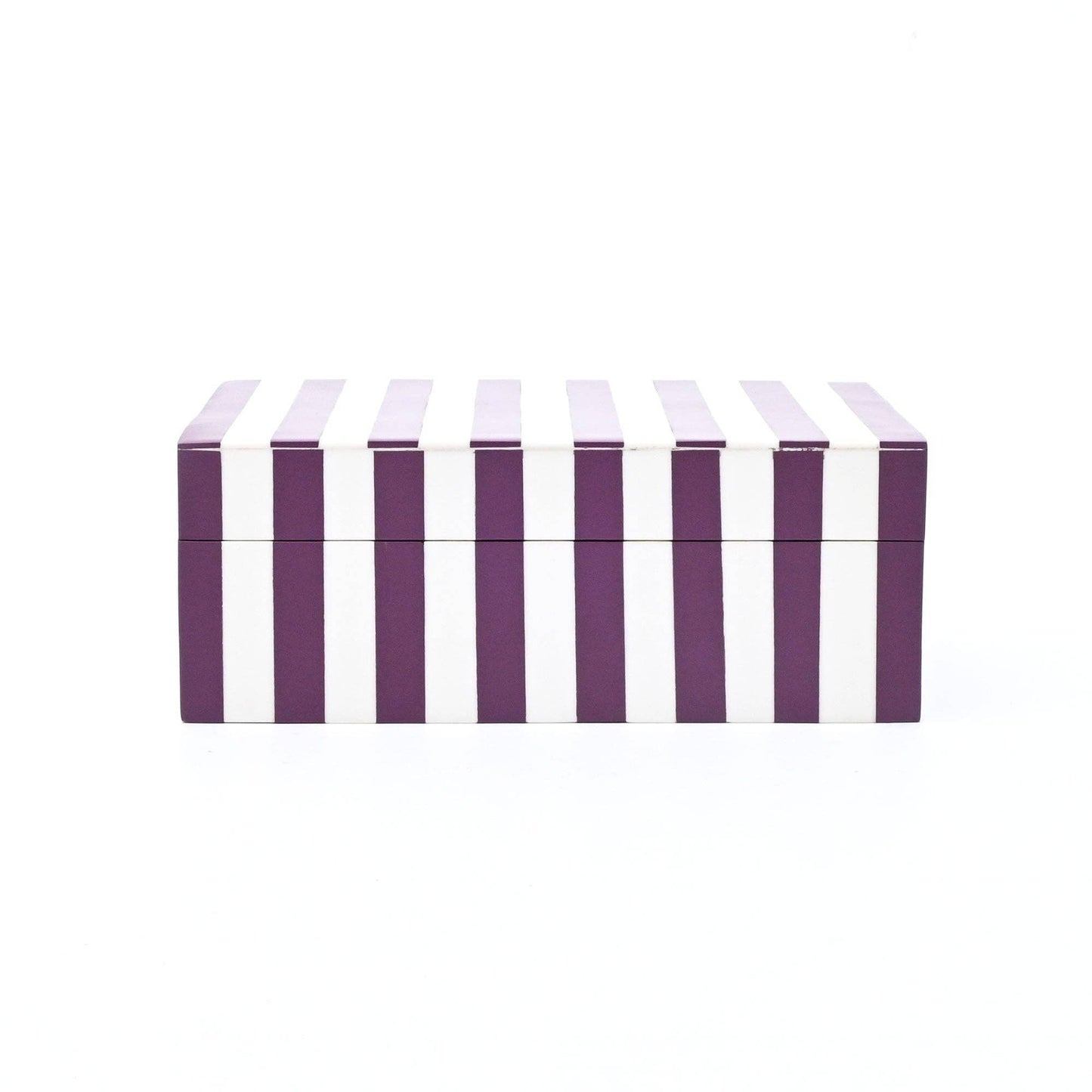 Purple Striped Resin Storage Box Glossy MDF Decorative Case