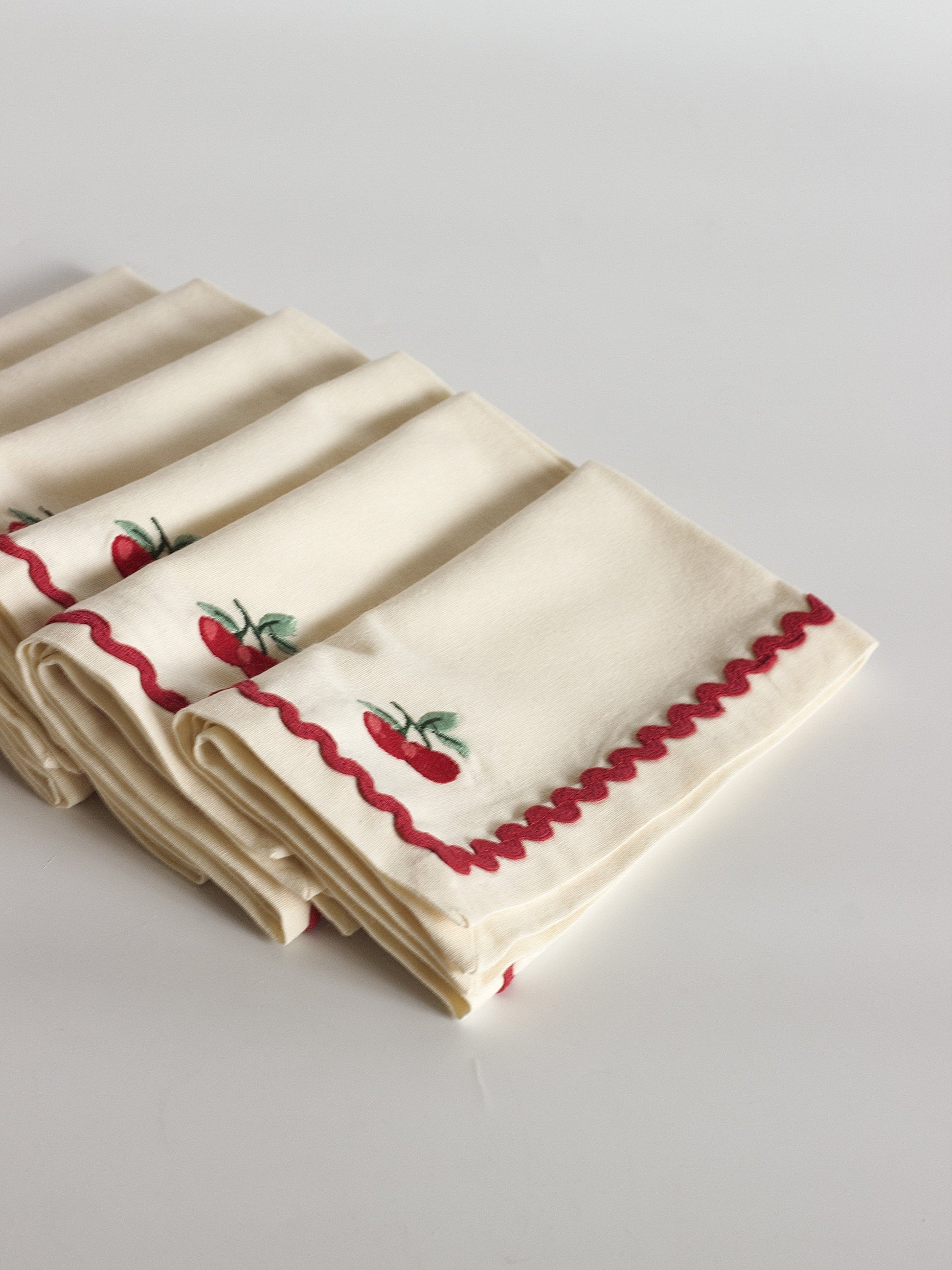 Cherry Crush Embroidered Napkins - Set of 6