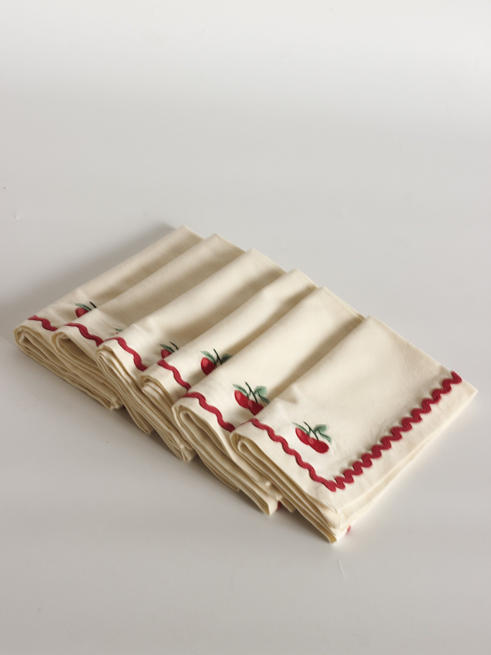 Cherry Crush Embroidered Napkins - Set of 6