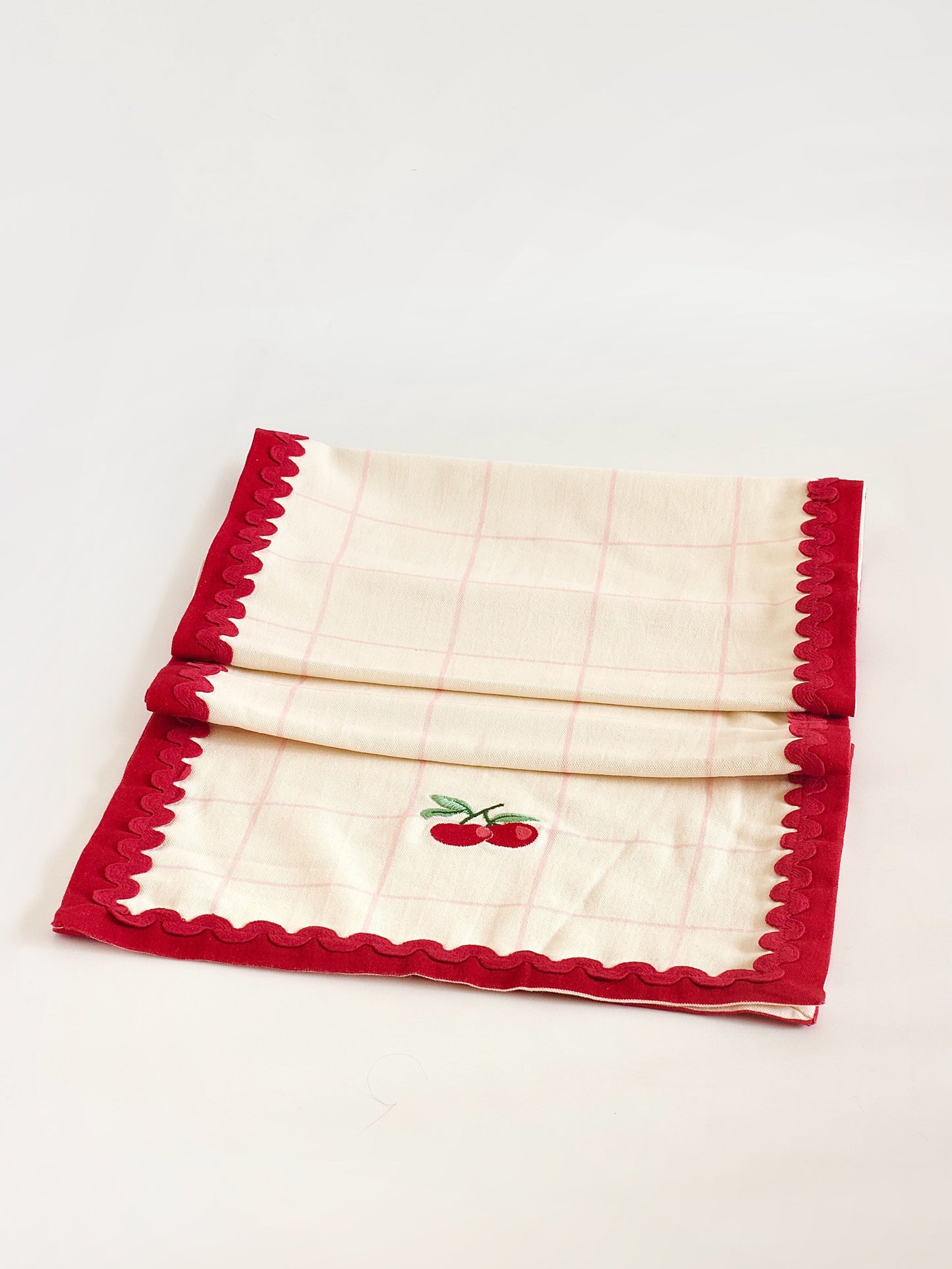 Cherry Crush Embroidered Runner