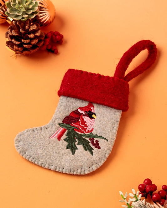 Christmas Ornament | Felt Stocking Red Robin