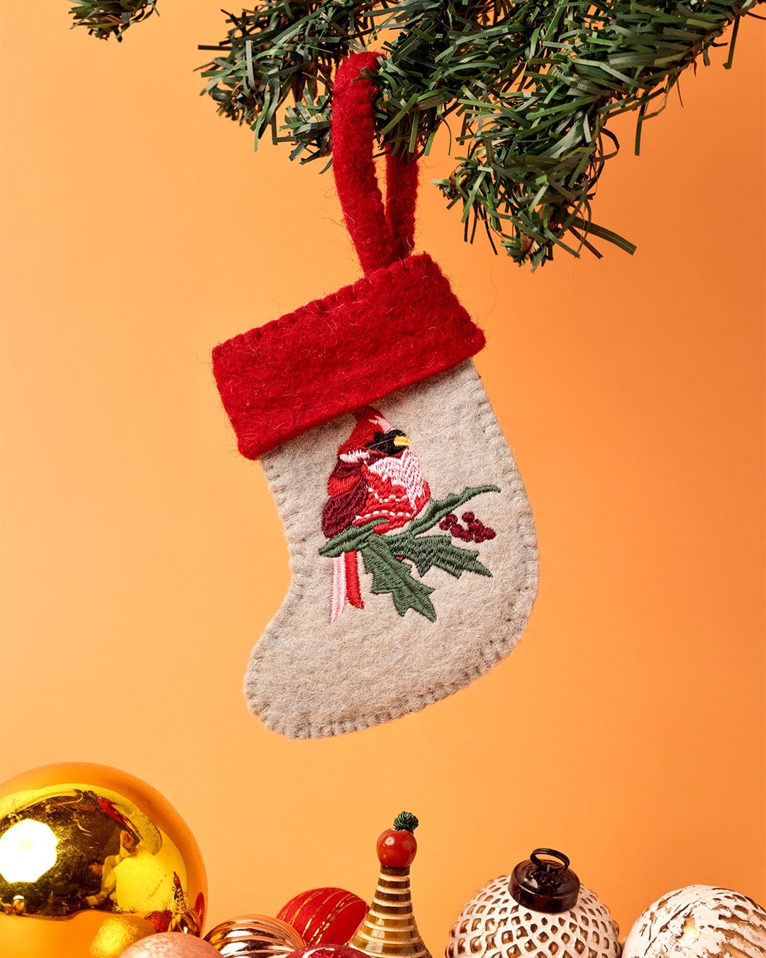 Christmas Ornament | Felt Stocking Red Robin