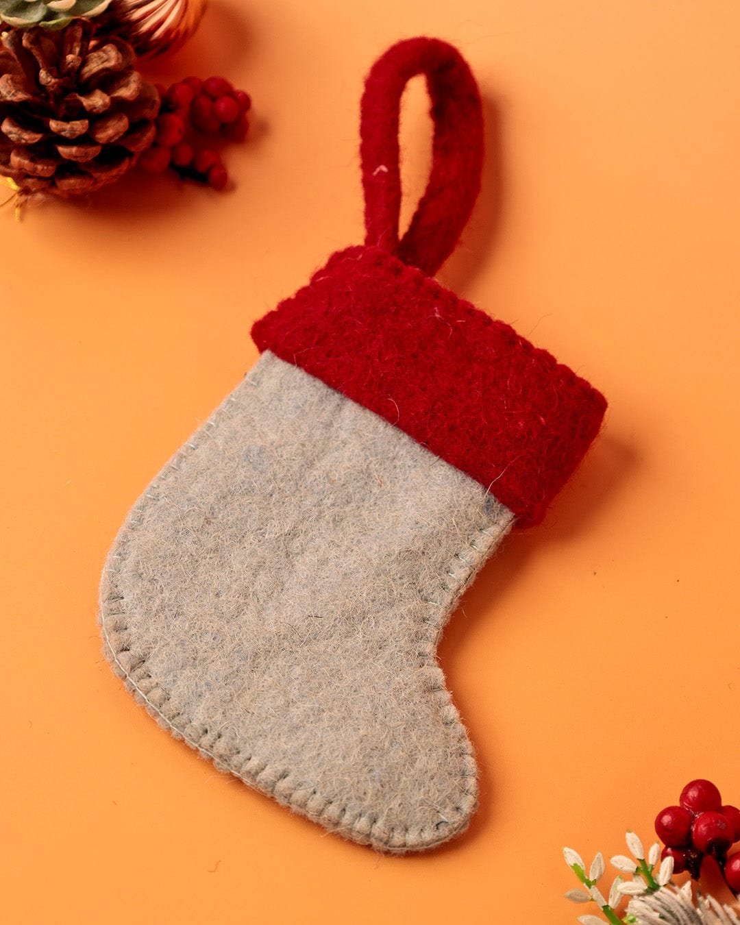 Christmas Ornament | Felt Stocking Red Robin