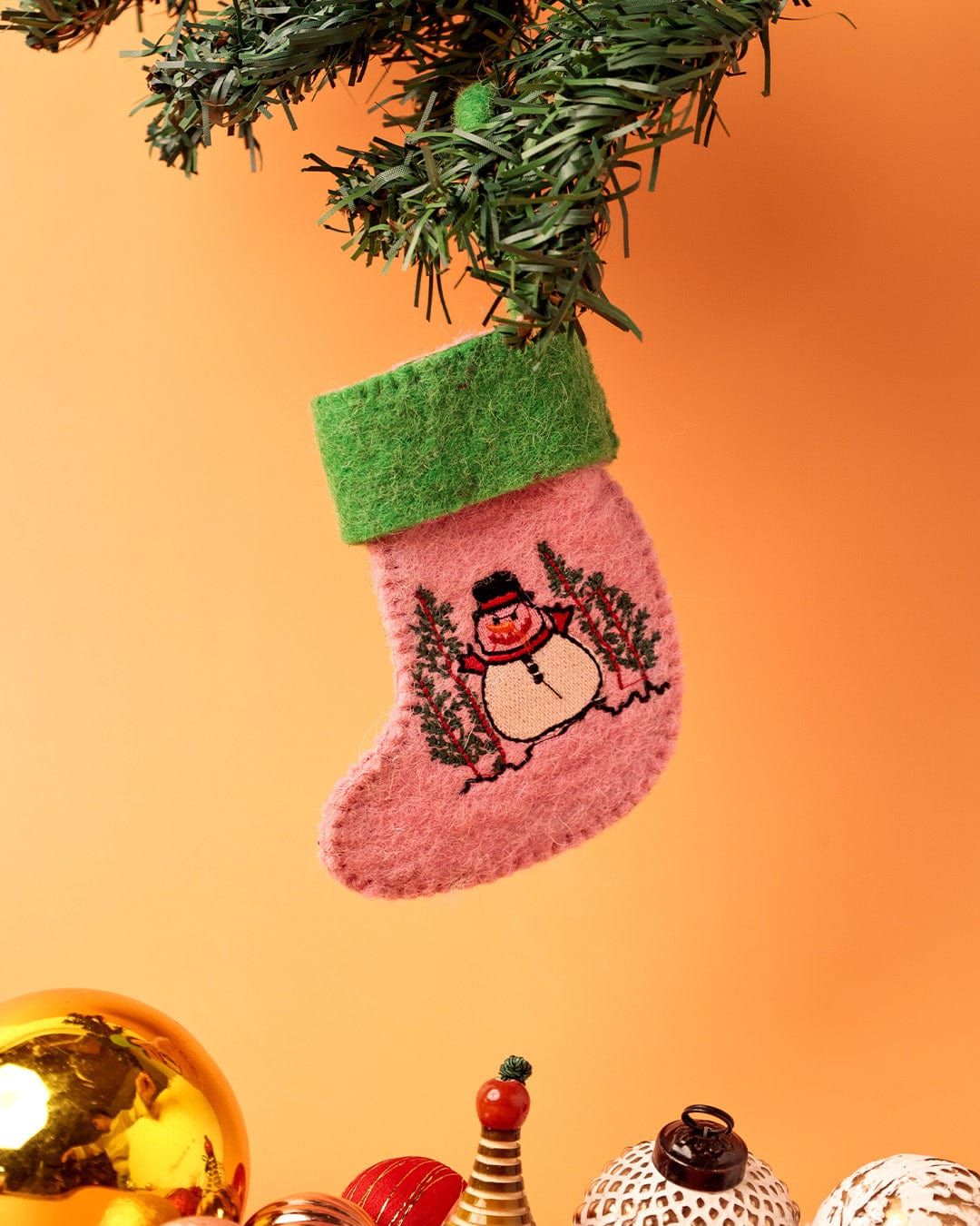 Christmas Ornament | Felt Snowman Stocking | 10x3x19cm