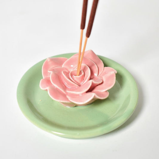 Insence Holder | Sculpted Pink Lotus Design | Handcrafted