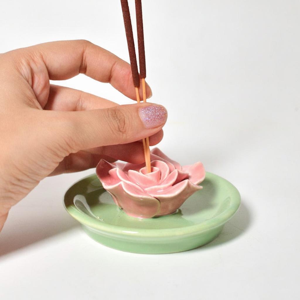 Insence Holder | Sculpted Pink Lotus Design | Handcrafted