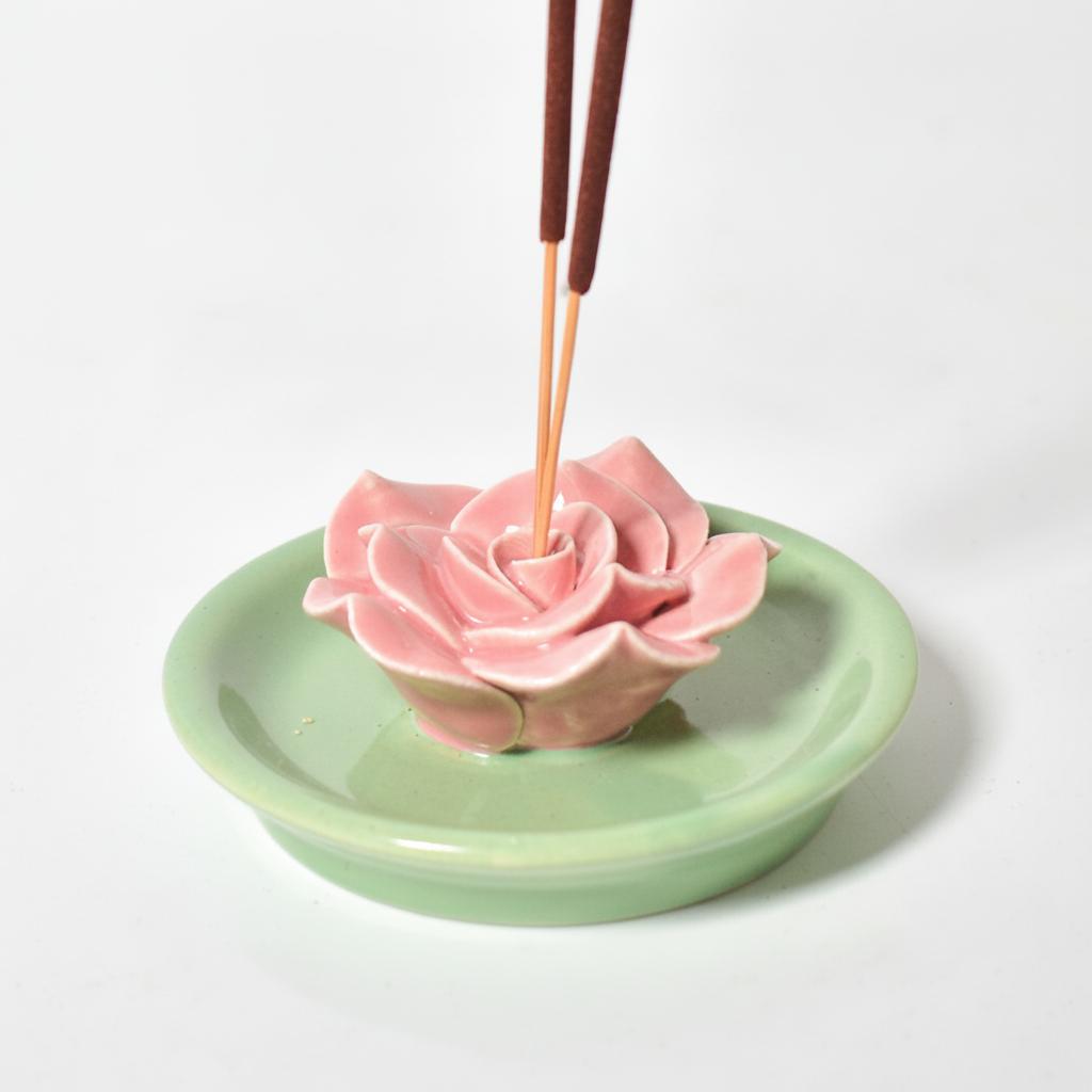 Insence Holder | Sculpted Pink Lotus Design | Handcrafted