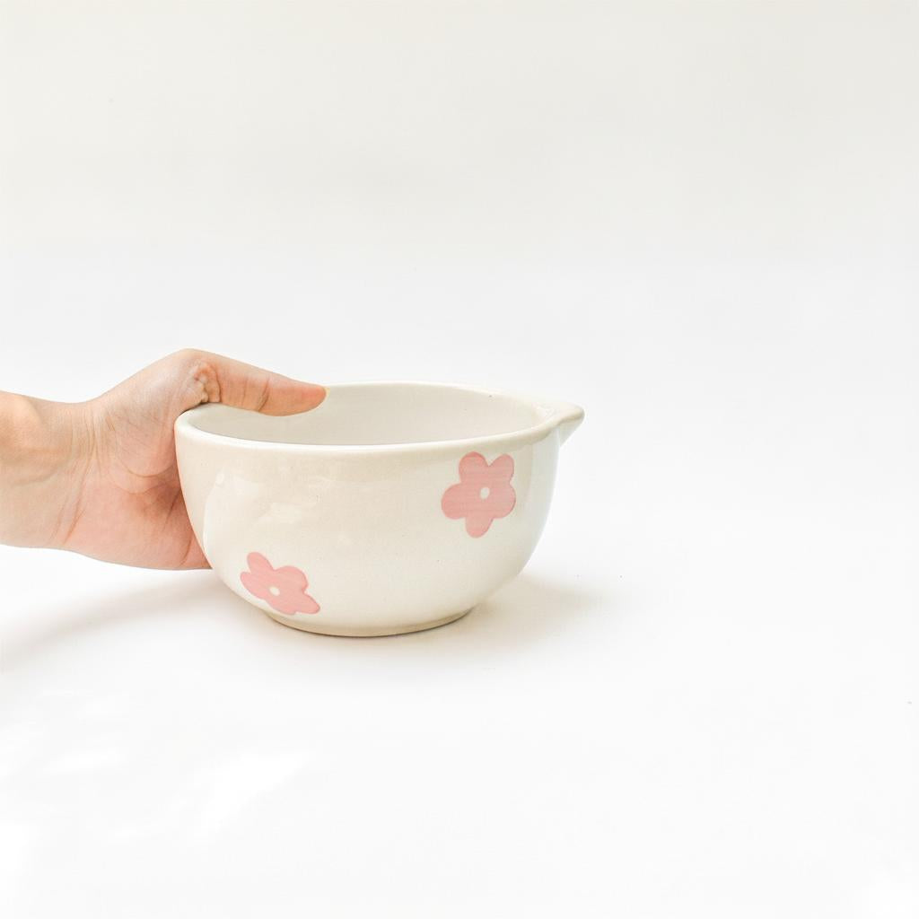 Whisk Holder | Ceramic Handcrafted Matcha Whisk Set | Pink Flower