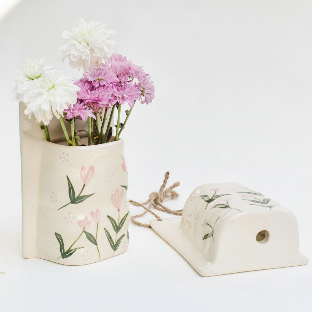 Planter | Ceramic  Hand-painted Tulip Print