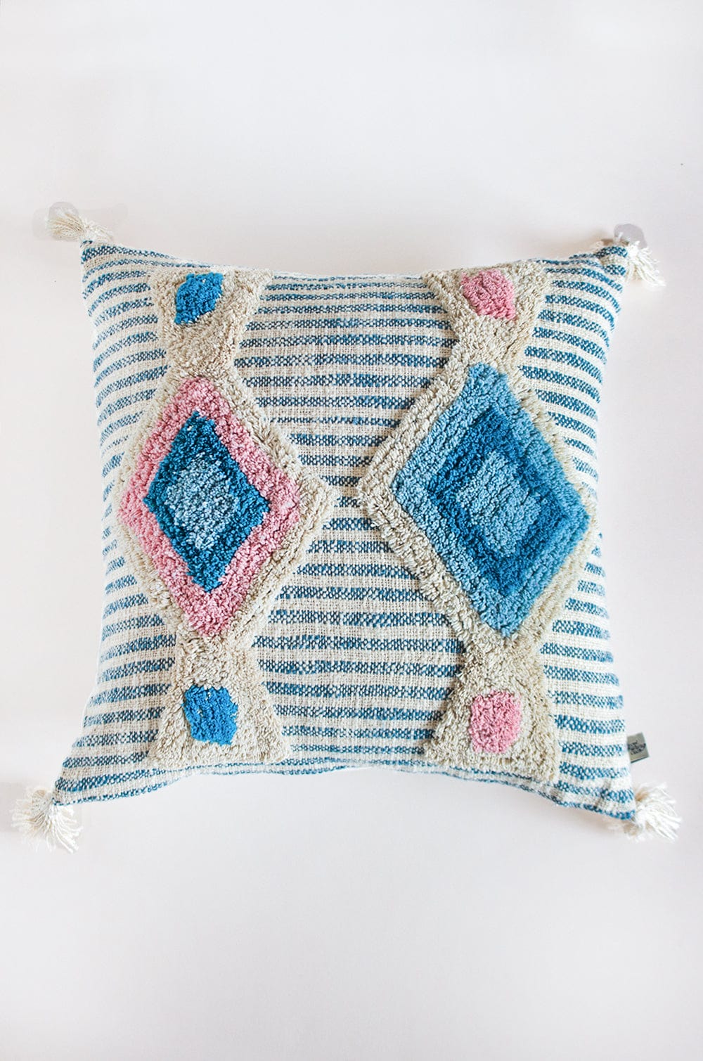 Cushion Cover | Cotton Tufted Diamond, Tassels | Multi, 18x18 inches