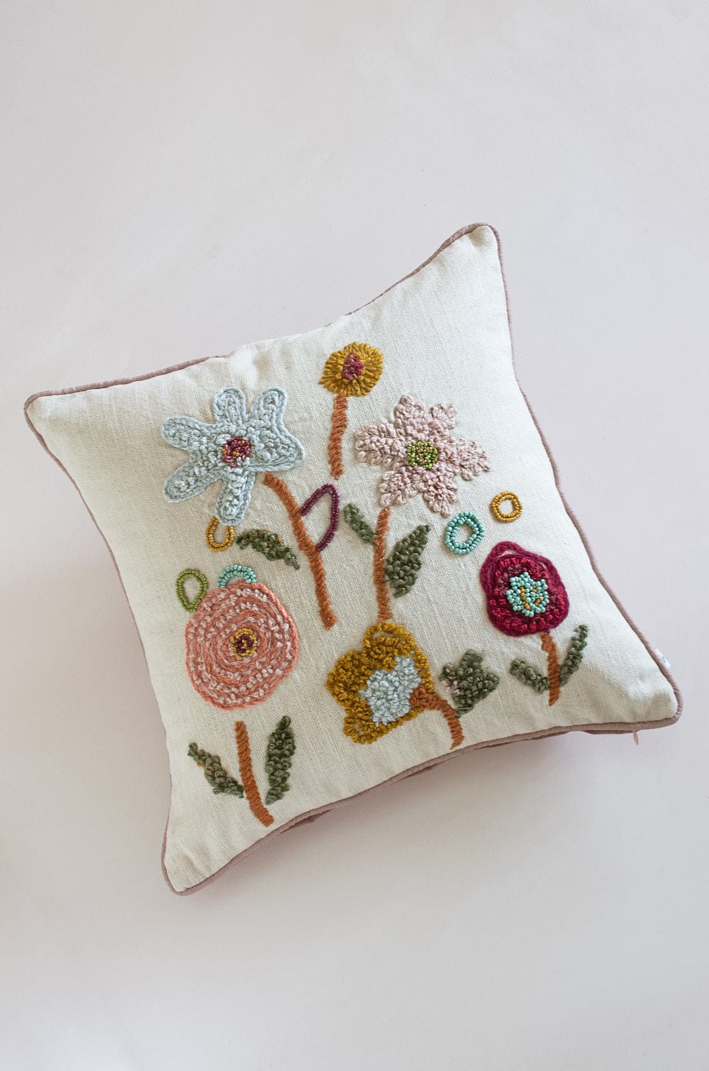 Cushion Cover | Embroidered Cotton | Multi, 18x18 Inches
