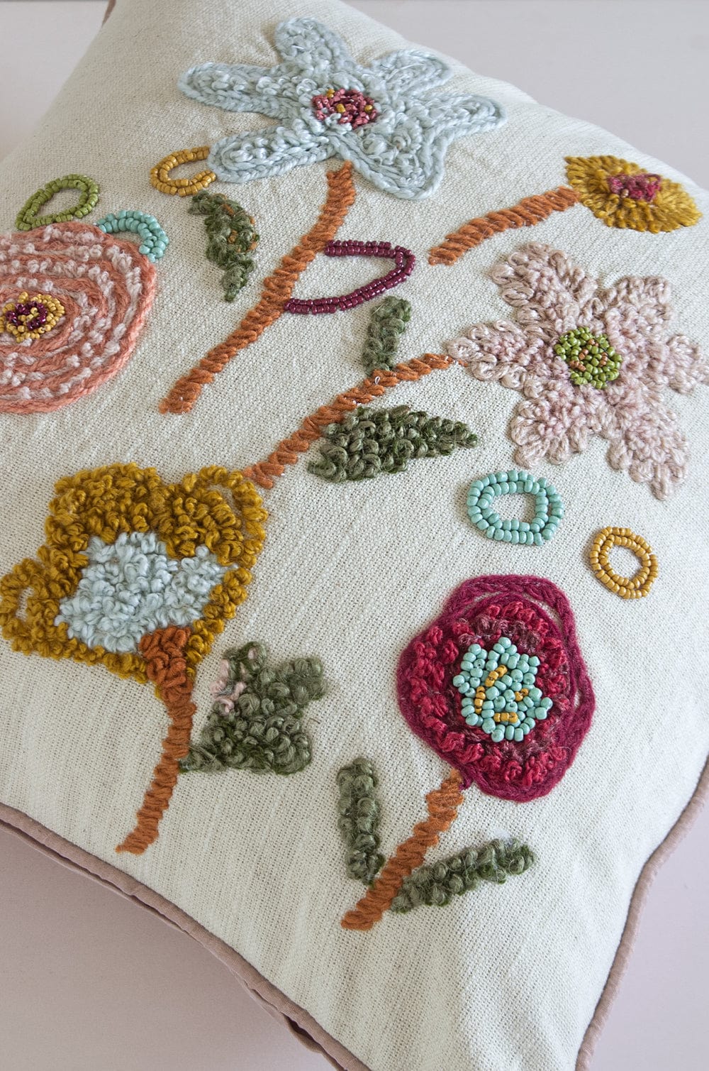 Cushion Cover | Embroidered Cotton | Multi, 18x18 Inches