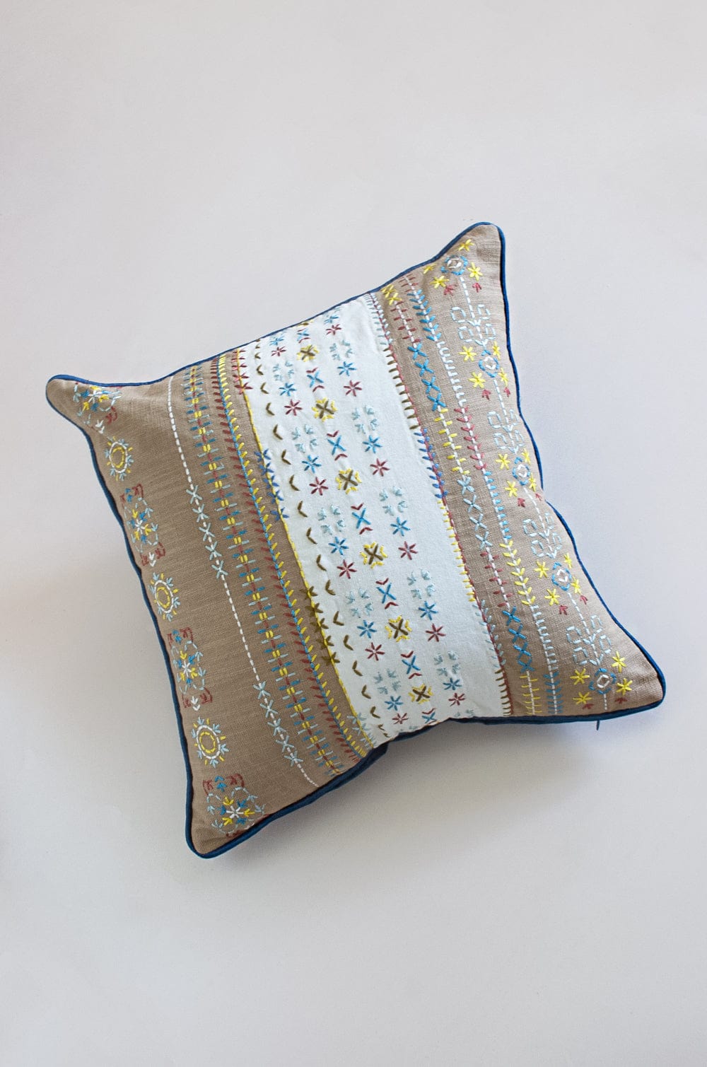Cushion Cover | Embroidered Cotton | Multi, 18x18 Inches