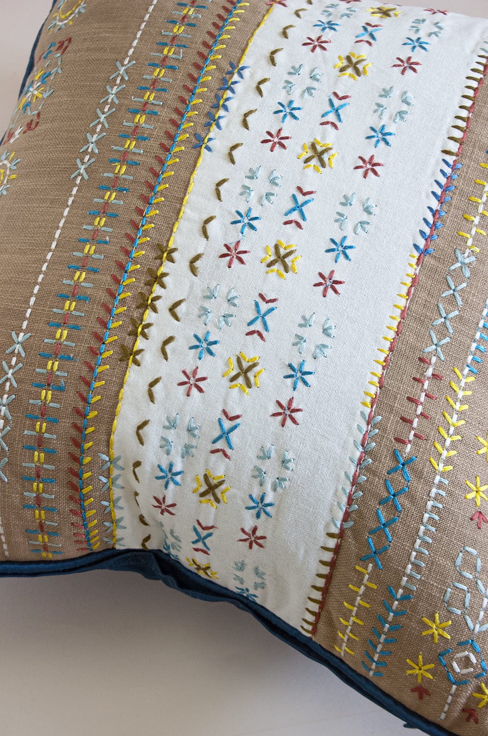 Cushion Cover | Embroidered Cotton | Multi, 18x18 Inches
