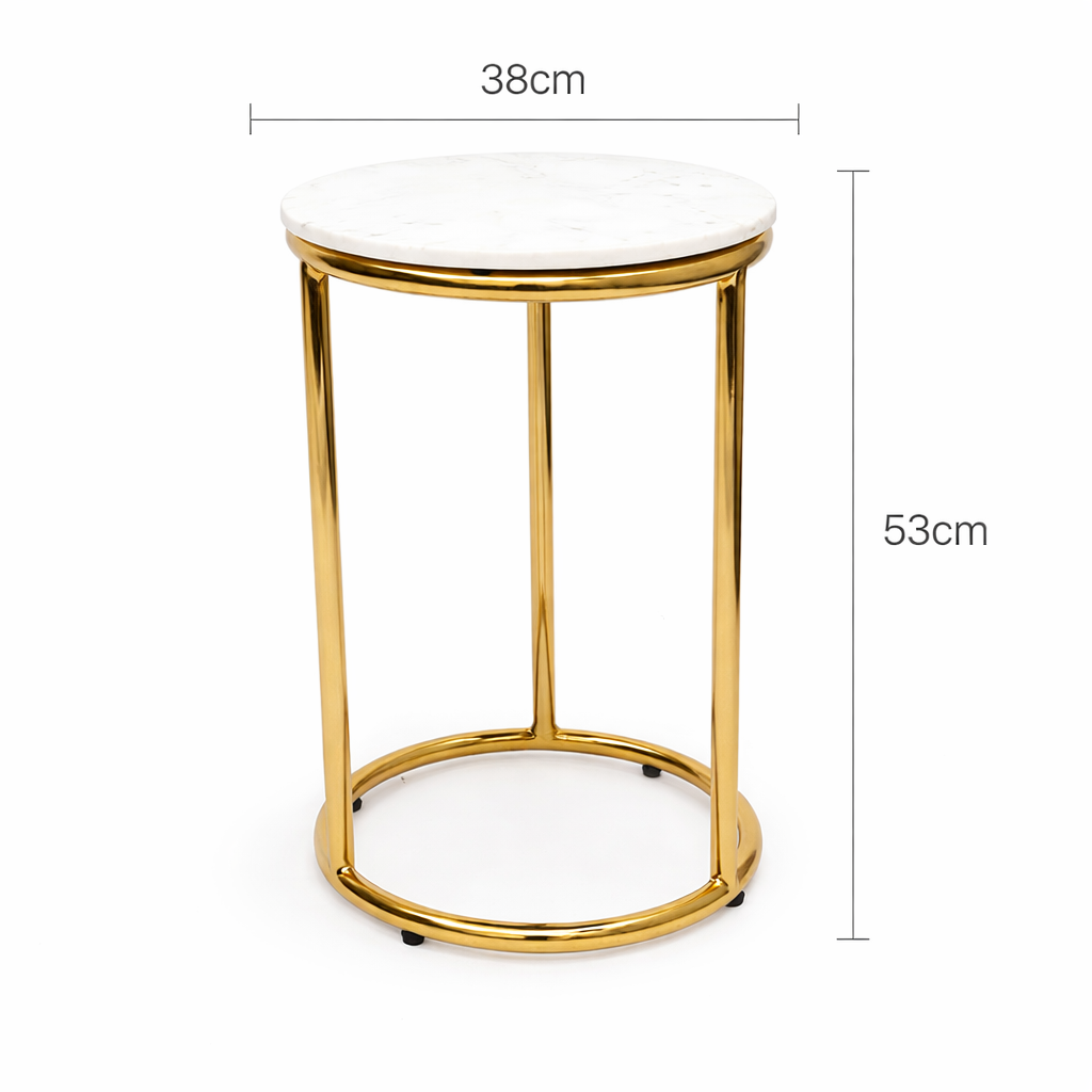 Round Marble Nesting Tables – Modern Gold Accent Set