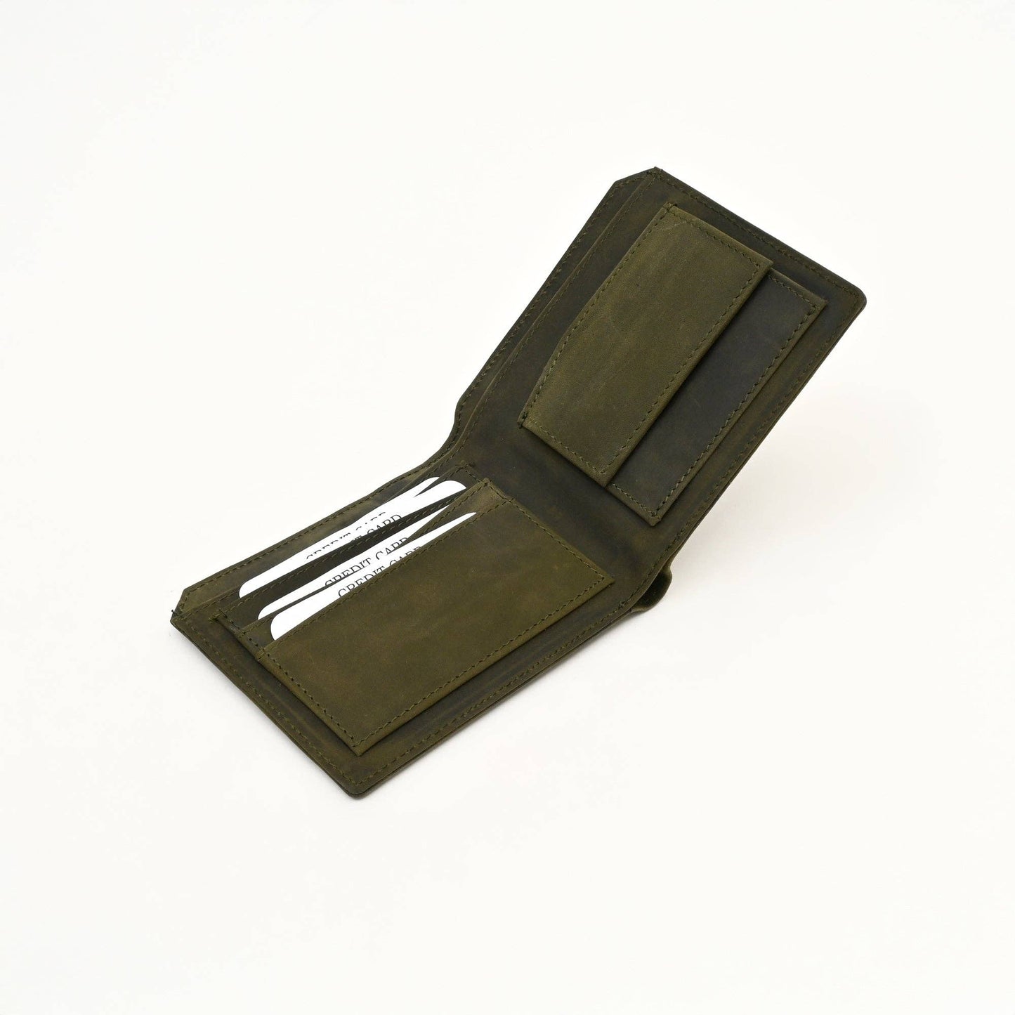 Luxury Green Slim Wallet – Waxy Leather, Croc Texture
