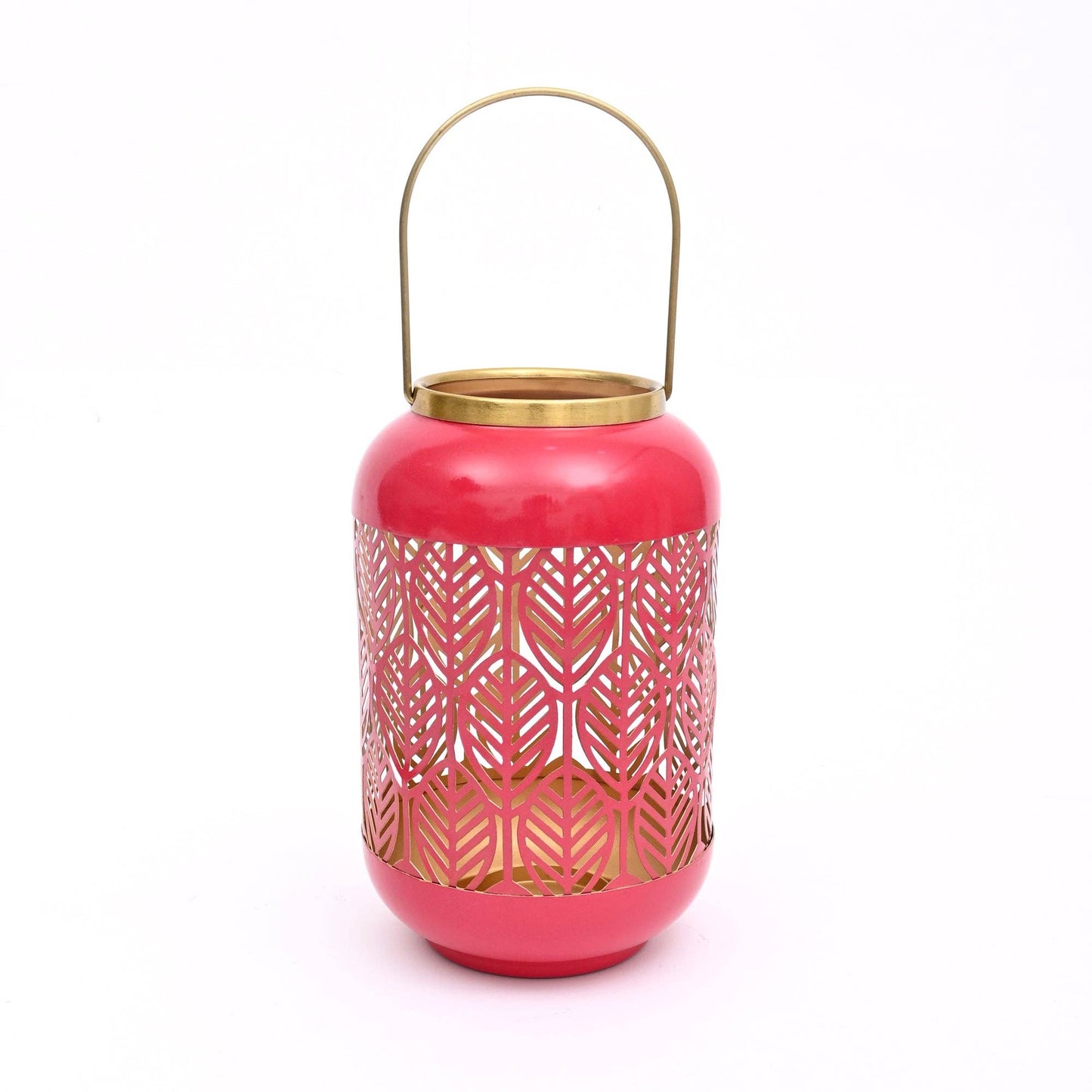 Round Metal Lantern with Scroll Cut-Outs – Decorative Candle Holder