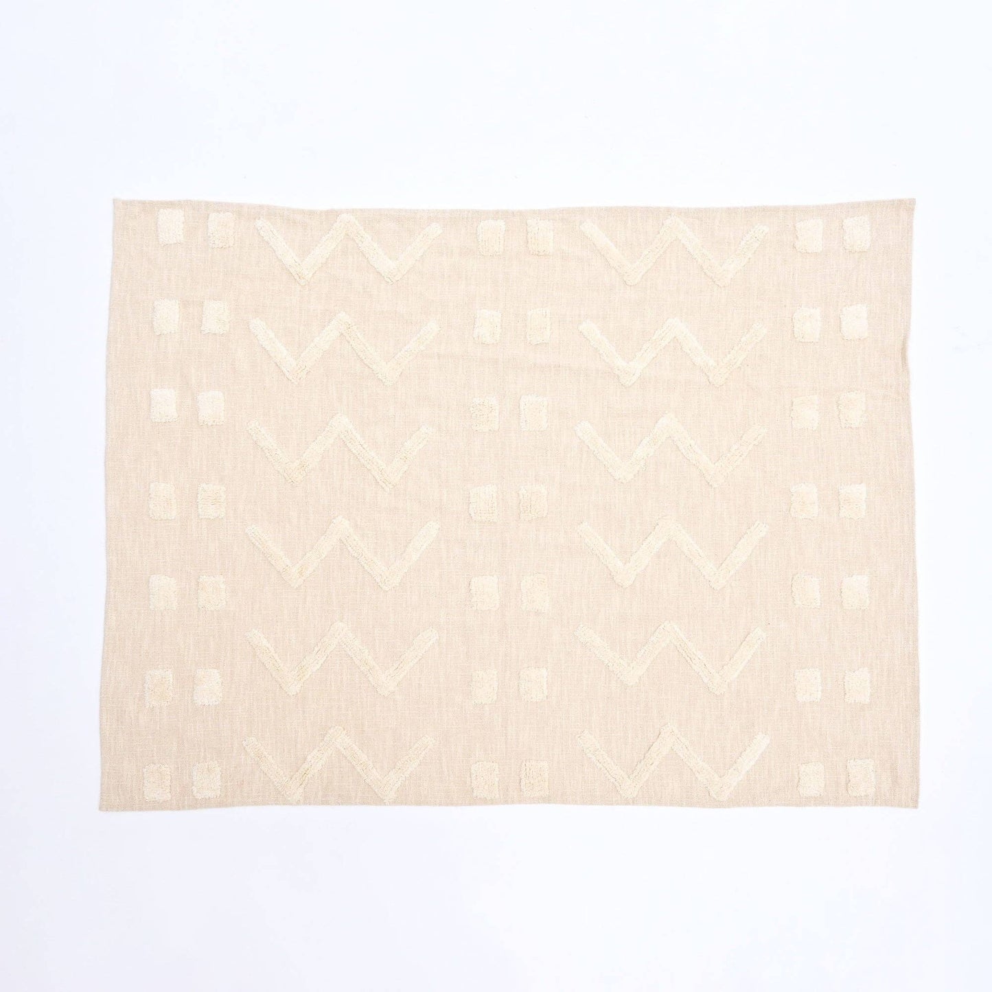 Loom Luxe Cotton Throw – Natural Beige Tufted 155 × 127 cm