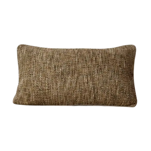 Grey Textured Lumbar Cotton Cushion 60x35 cm
