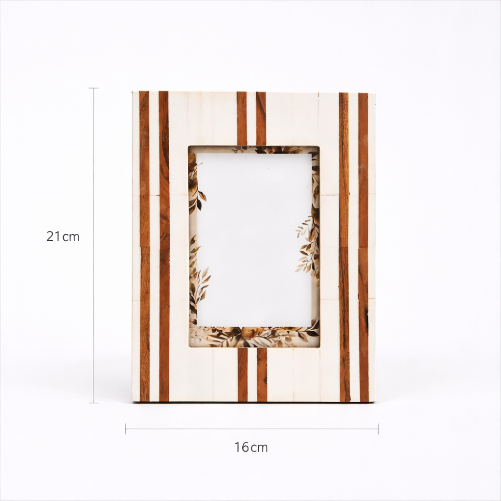 Modern Striped Resin Photo Frame - Elegant Multi-Tone Décor