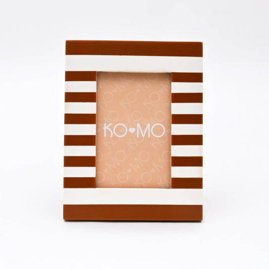 Brown Striped Resin Photo Frame 4x6 Inch Modern MDF Décor