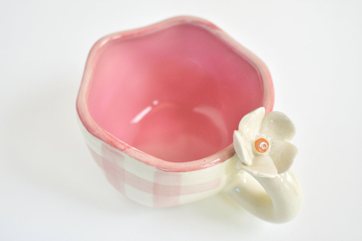 Mug | Ceramic Hand-painted Daisy Design | Pink