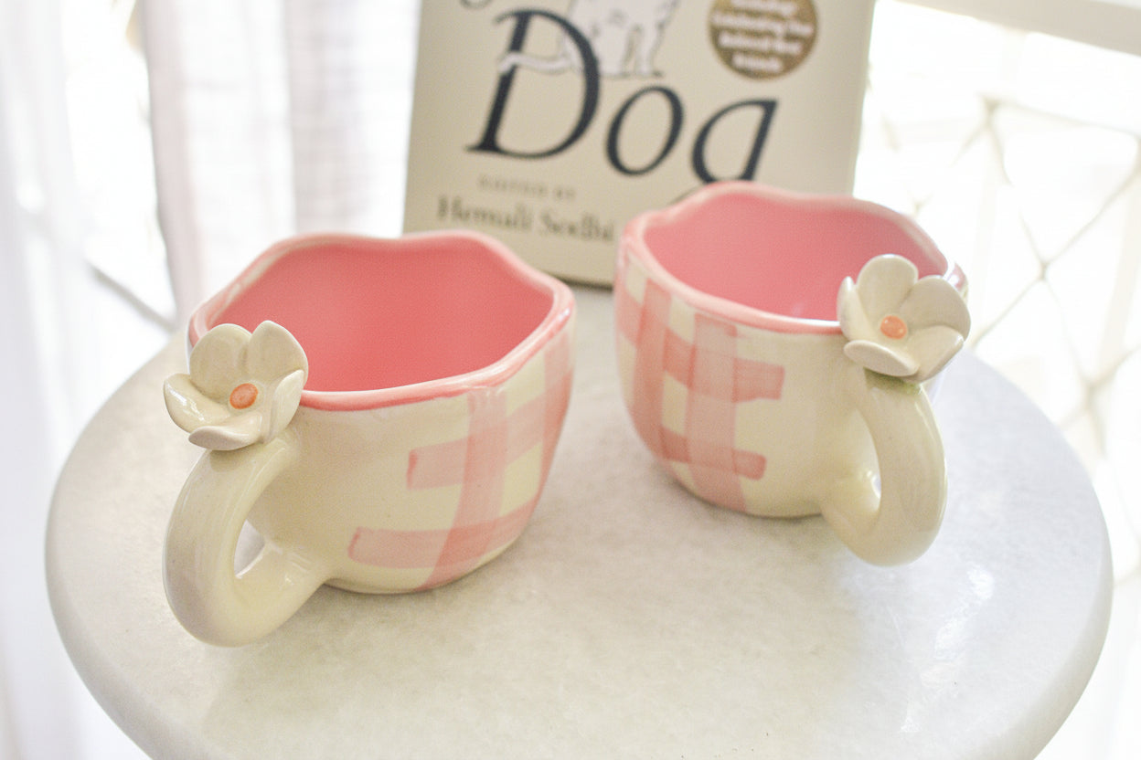 Mug | Ceramic Hand-painted Daisy Design | Pink