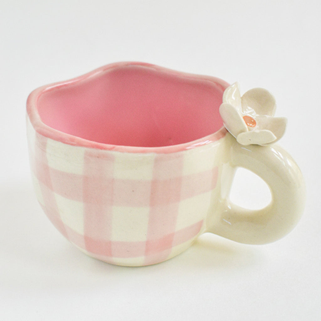Mug | Ceramic Hand-painted Daisy Design | Pink