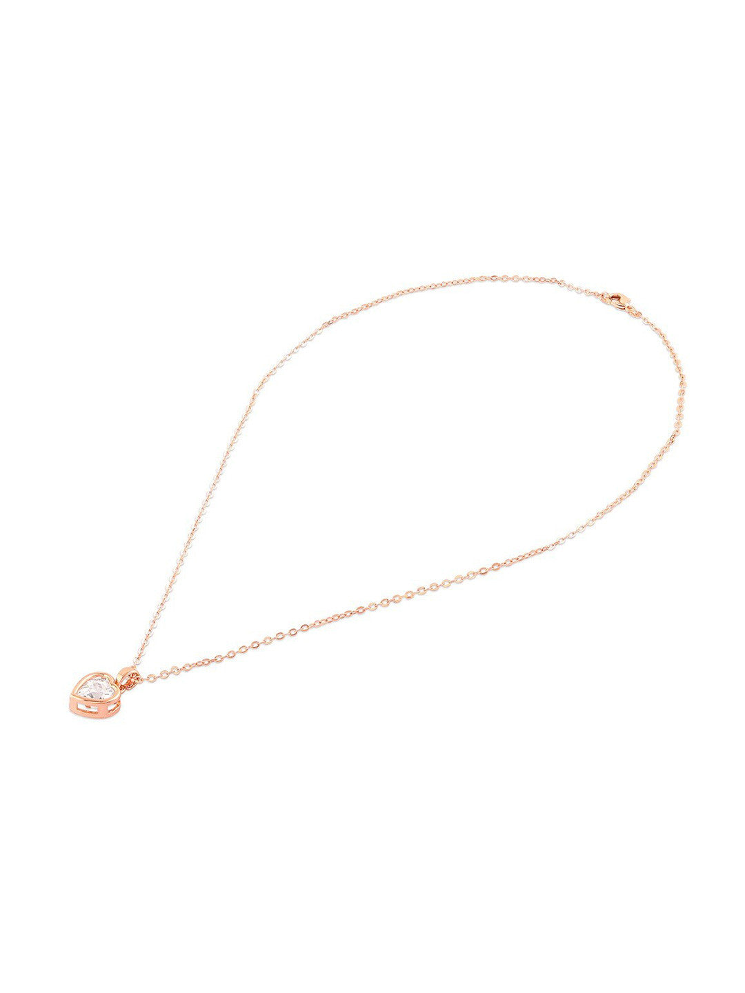Rose Gold-Plated CZ-Studded Pendant – Necklace – Contemporary Style – 22cm Chain