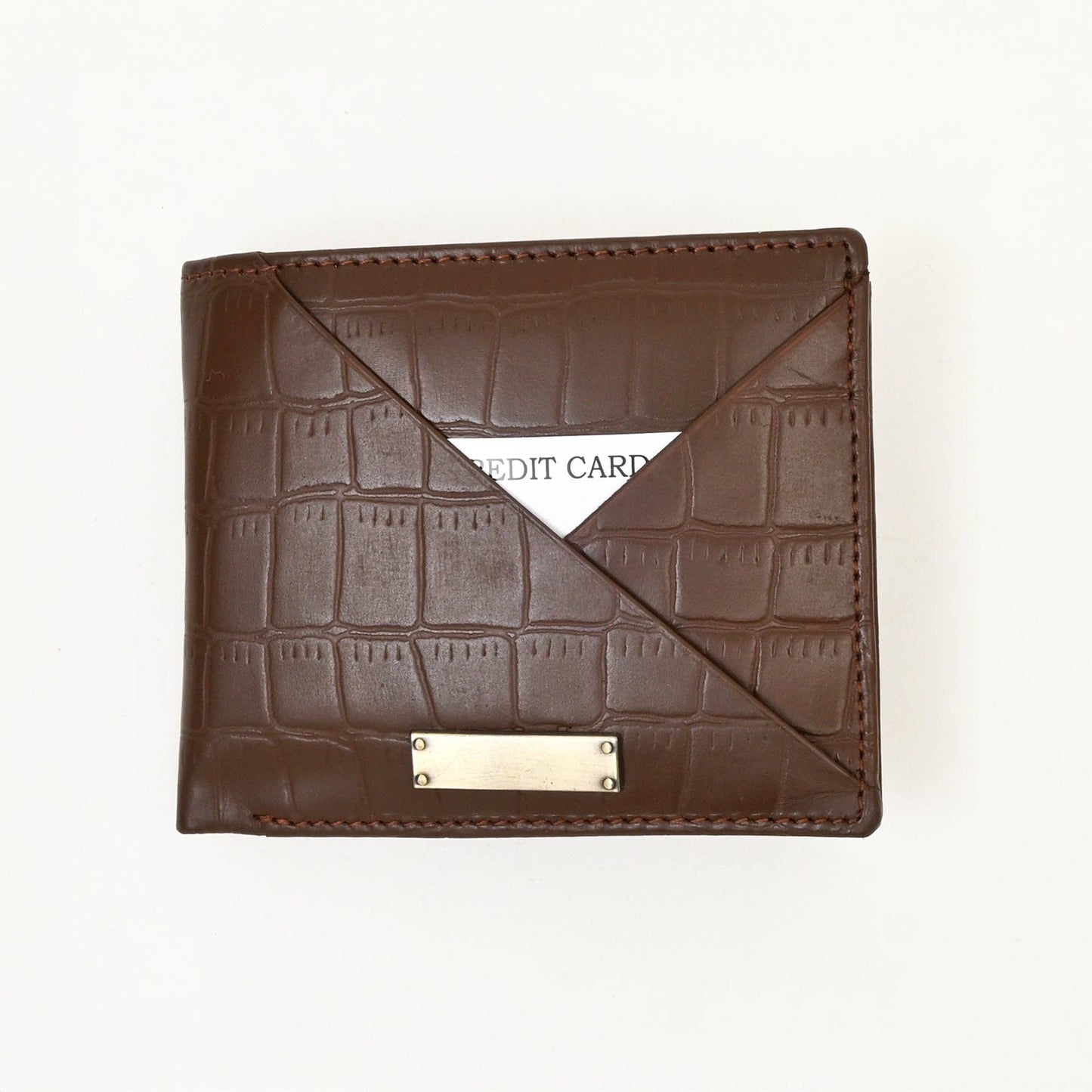 Brown Croc Leather Wallet with Coin Pocket for Men
