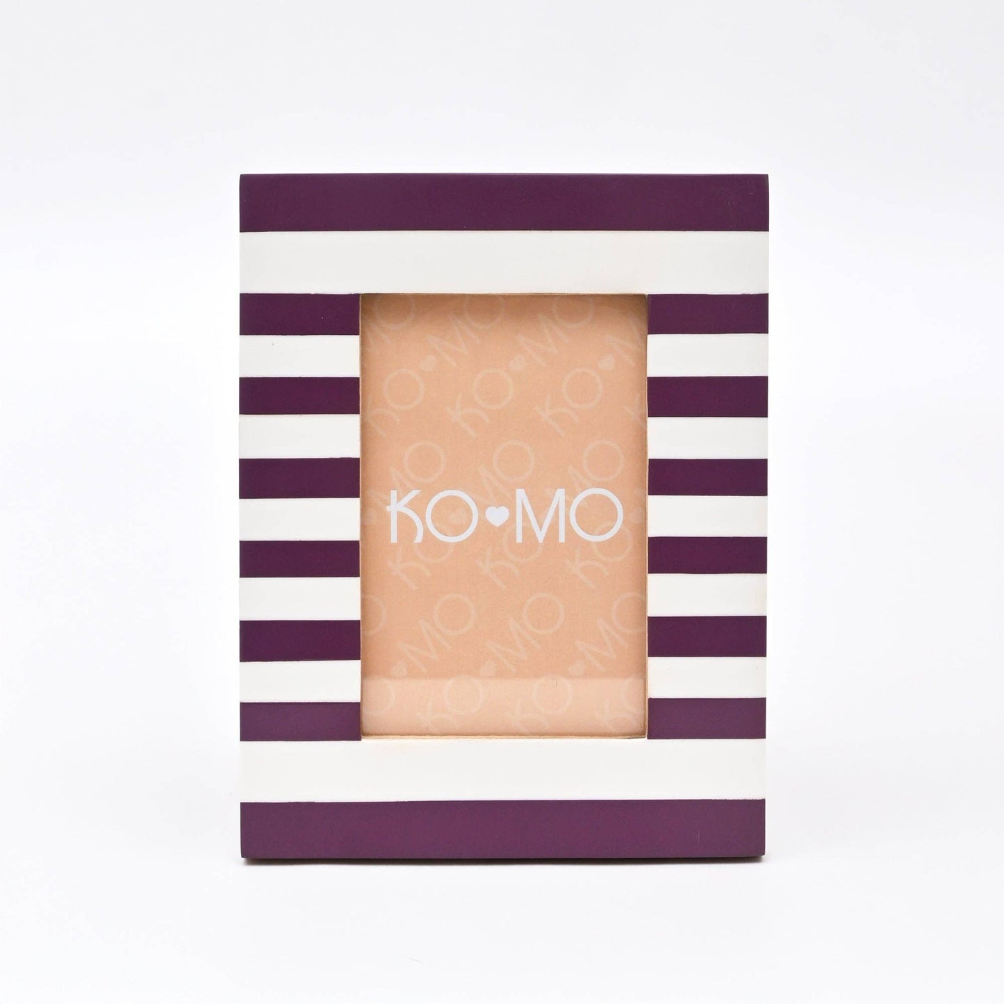 Purple Striped Resin Photo Frame 4x6 Inch Modern Tabletop