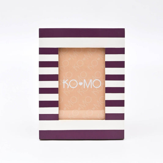 Purple Striped Resin Photo Frame 4x6 Inch Modern Tabletop