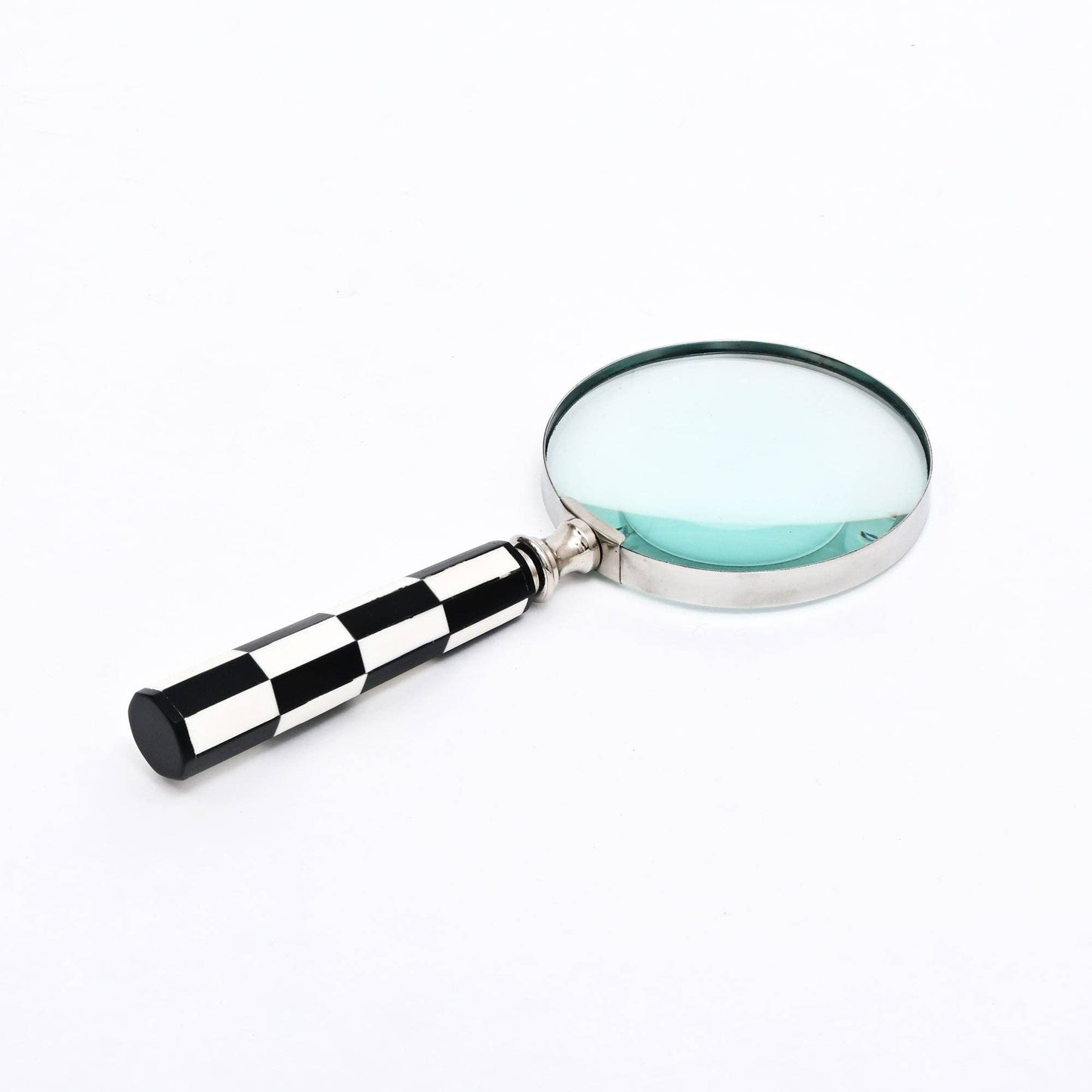 Classic Checkered Handle Magnifying Glass – Steel & Resin