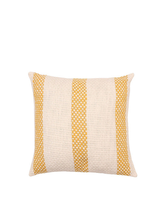 Square Yellow Striped Pillow Covers – Cotton – 2pc Set