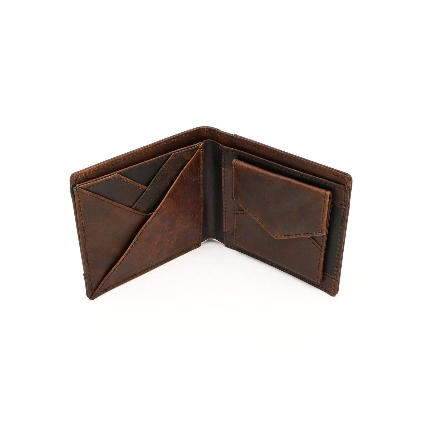 Brown Full-Grain Men’s Wallet with Coin Pocket & 4Slots