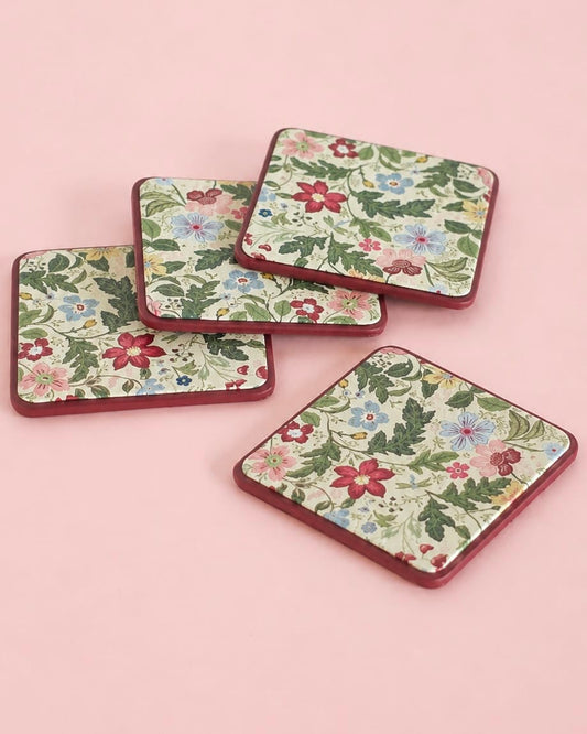 Coaster | Vegan Leather Vintage Floral | Set of 4