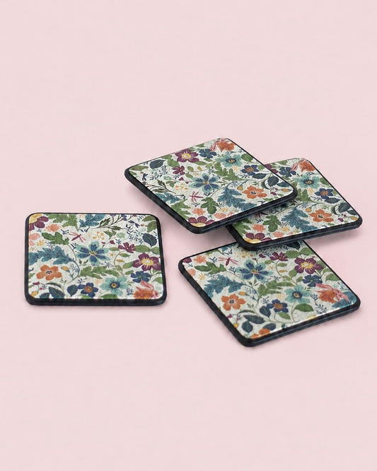 Coaster | Vegan Leather Floral Print | Set of 4