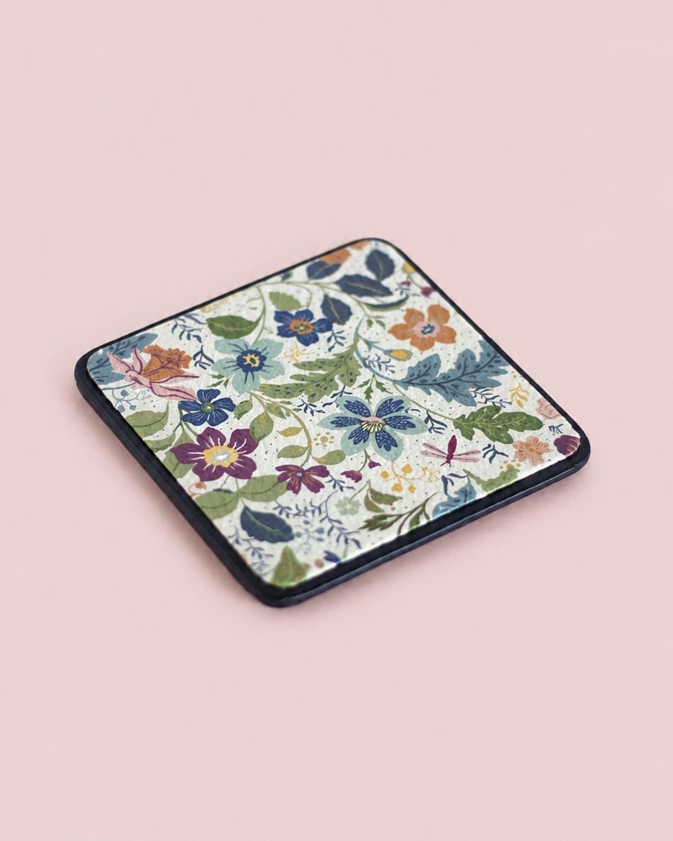 Coaster | Vegan Leather Floral Print | Set of 4