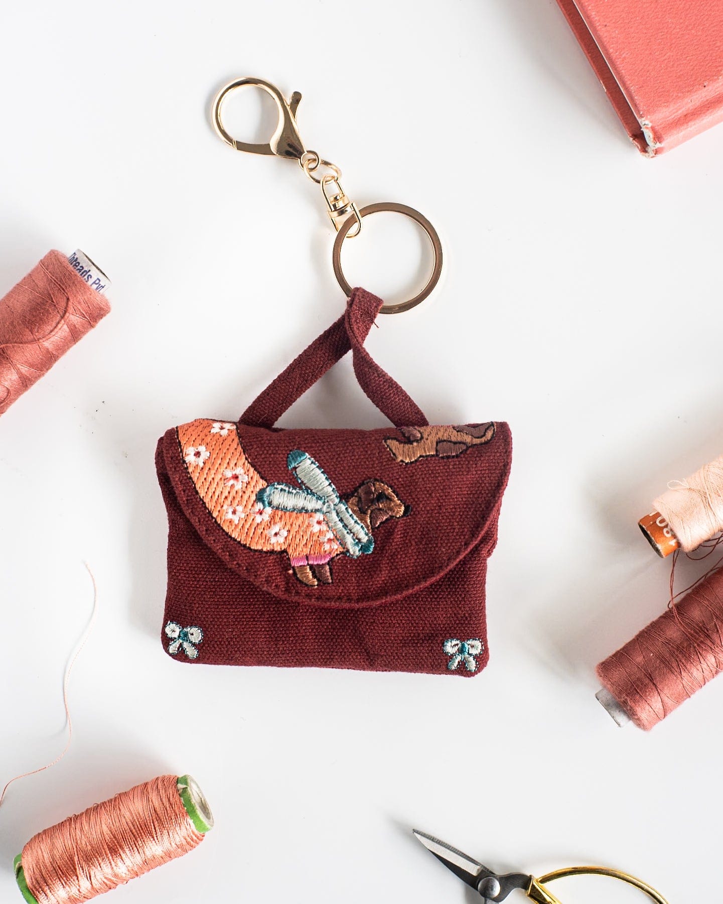 Keychain | Embroidered Canvas Doggos | 8x1x12.5cm