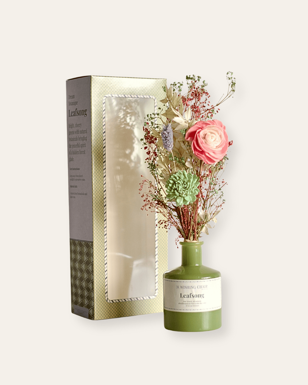 Dream Botanique Glass Vase with Botanical Flowers- Leaf Song