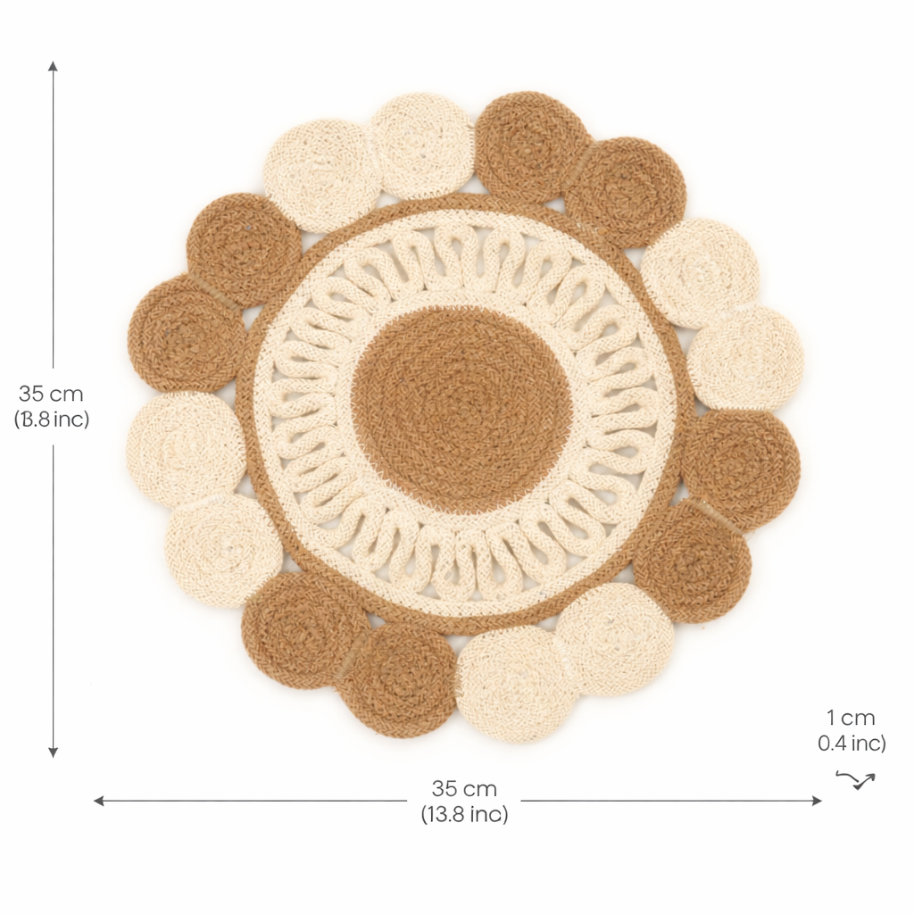 Beige Cotton Braided Placemat – Handcrafted Dining Mat