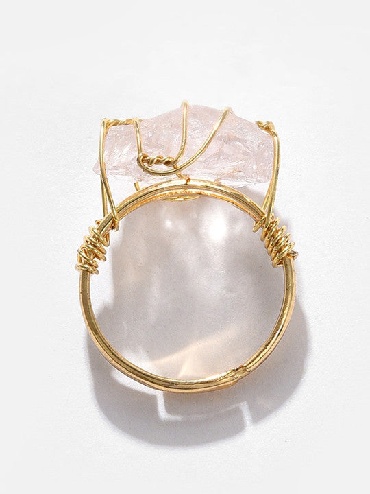 Stone Statement Ring – Gold Tone Finish – Pink Stone Embellishment