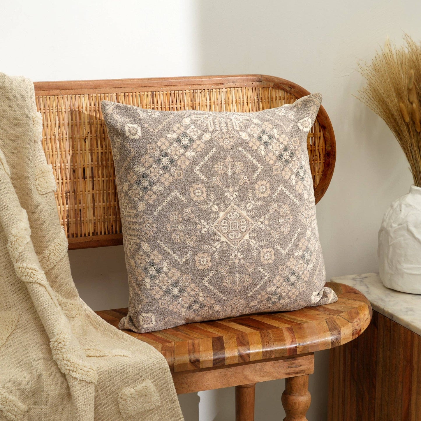 Frost Geometry Printed Cushion – 44 × 44 cm