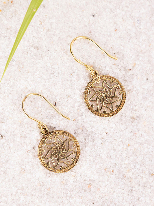 Circular Drop Earrings – Fashion Jewellery – Gold-Toned Finish – Fish Hook Earwire