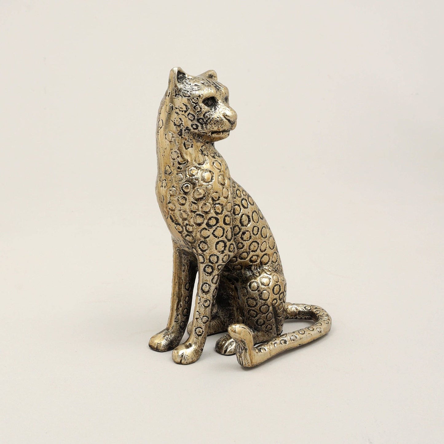 Handcrafted Gold Cheetah Sculpture – Aluminum Art