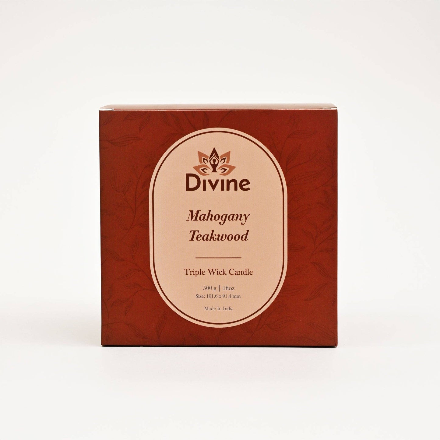 Mahogany & Teakwood Triple Wick Glass Candle – Premium Aromatic Home Décor Candle